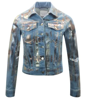 Madison Maison™ Light Blue/Gold Cotton Slim Jean Jacket