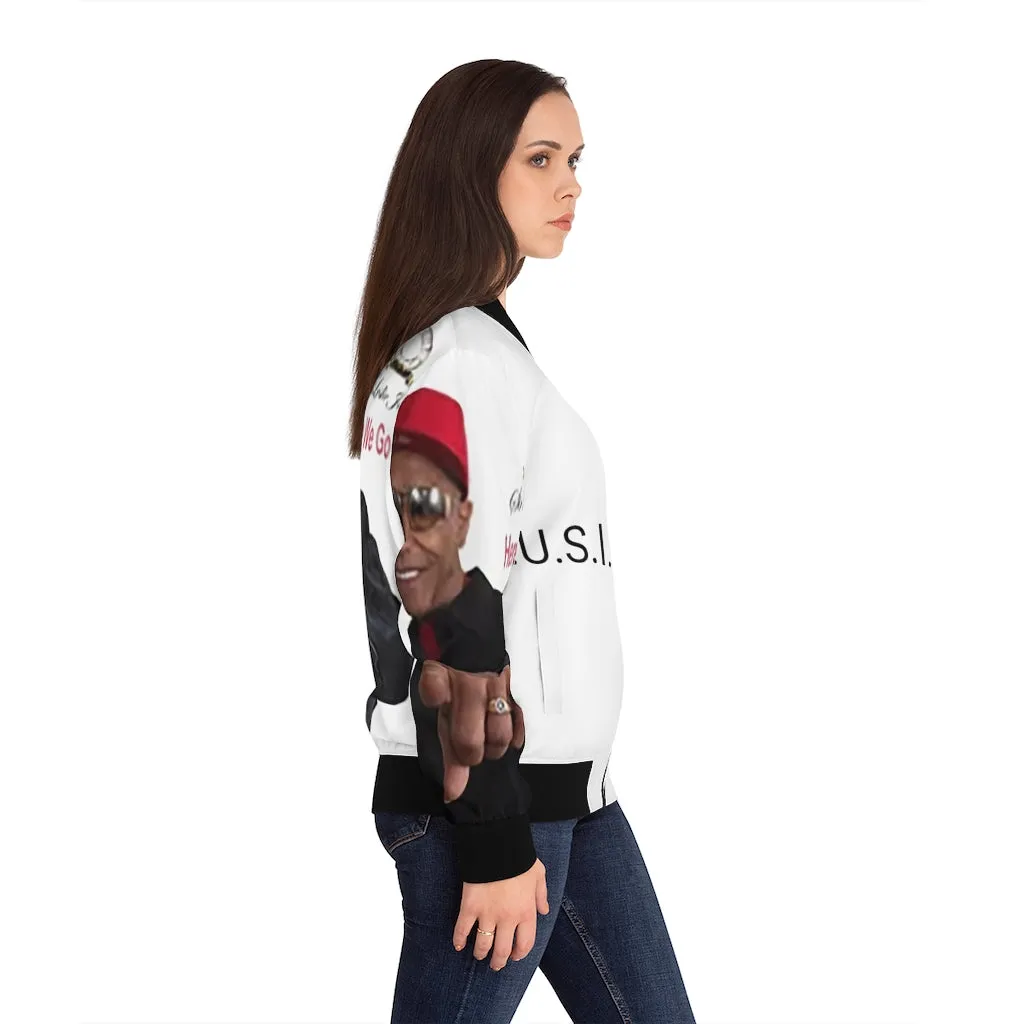 M.U.S.I.C. World HQ  Album Cover Series Women's Bomber Jacket (AOP)