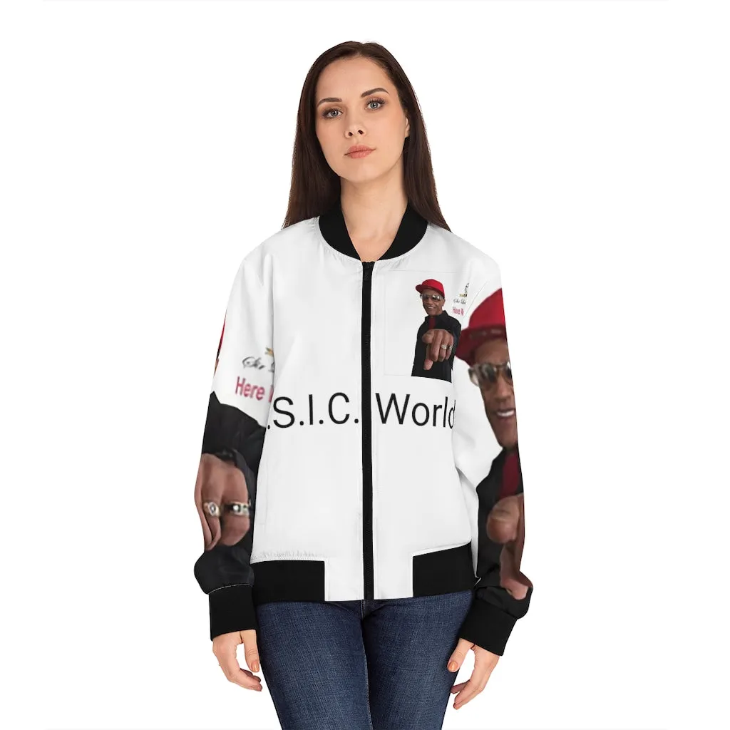 M.U.S.I.C. World HQ  Album Cover Series Women's Bomber Jacket (AOP)