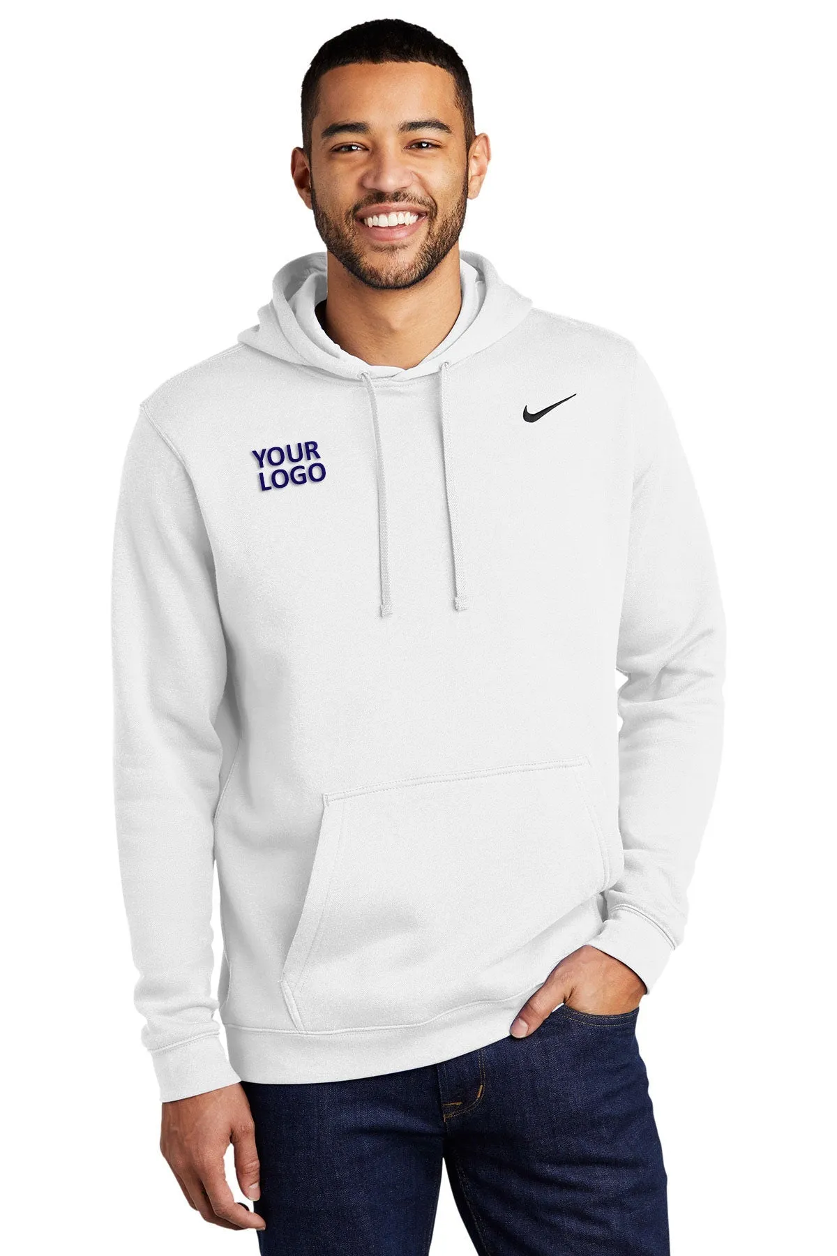 Nike Club Fleece Customized Hoodies, White