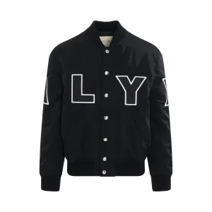 Nylon Logo Varsity Jacket in Black