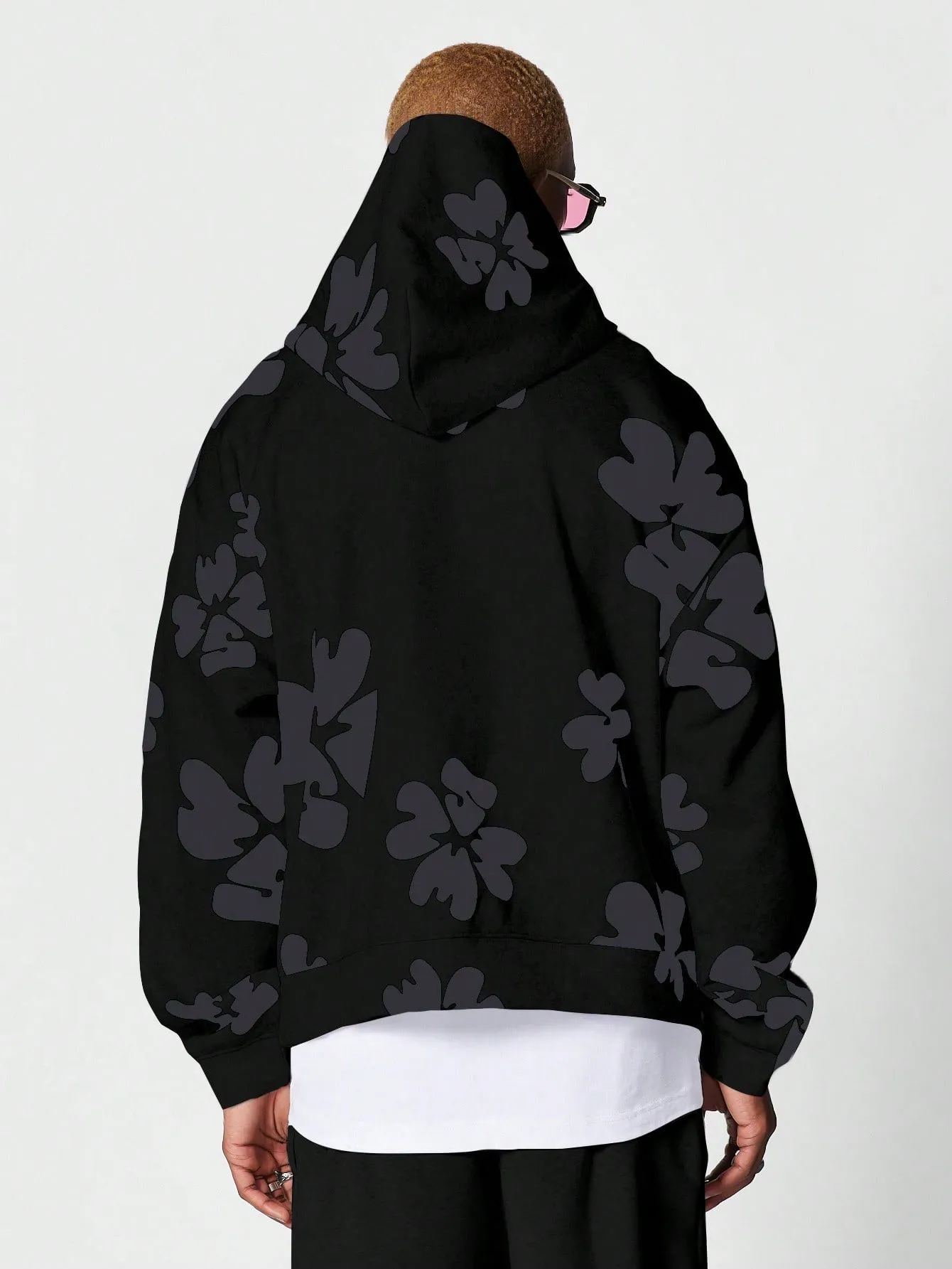 Overhead Hoodie With Floral Graphic Print