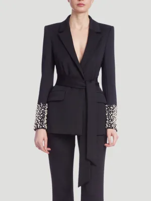 Pearl Cuff Wrap Blazer