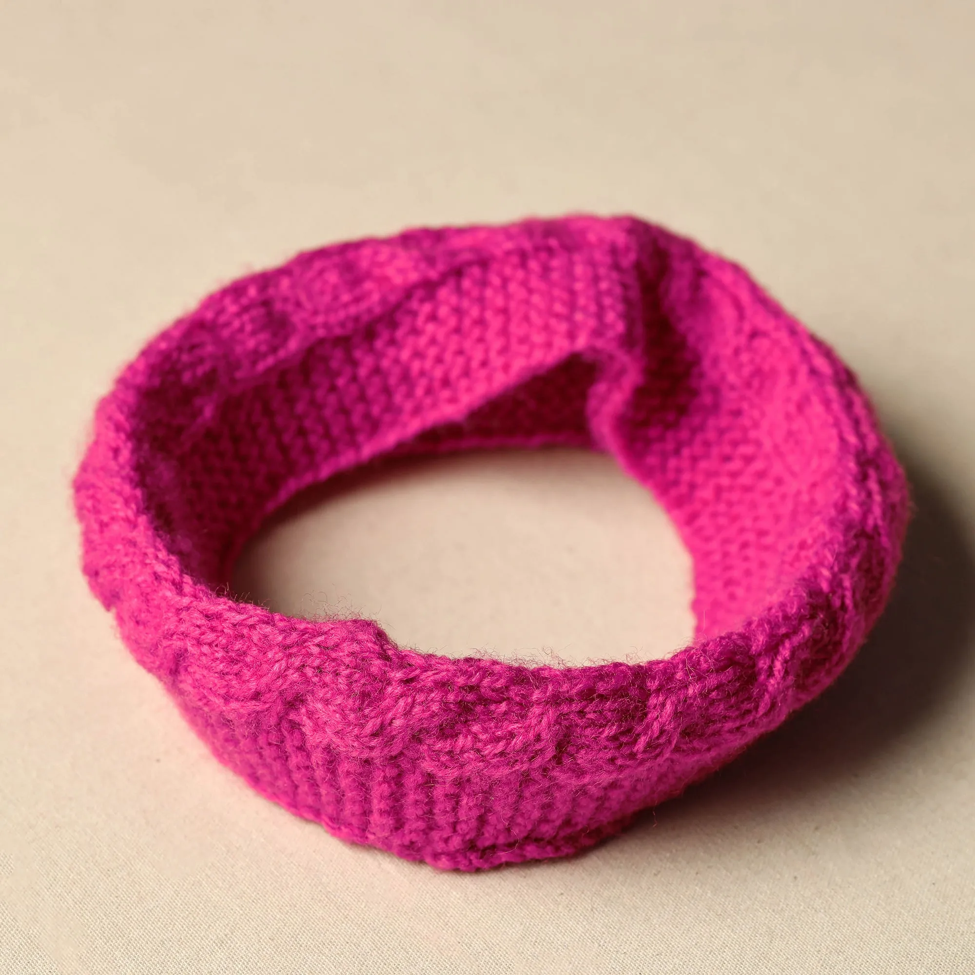 Pink - Kumaun Hand Knitted Woolen Warm Headband 13