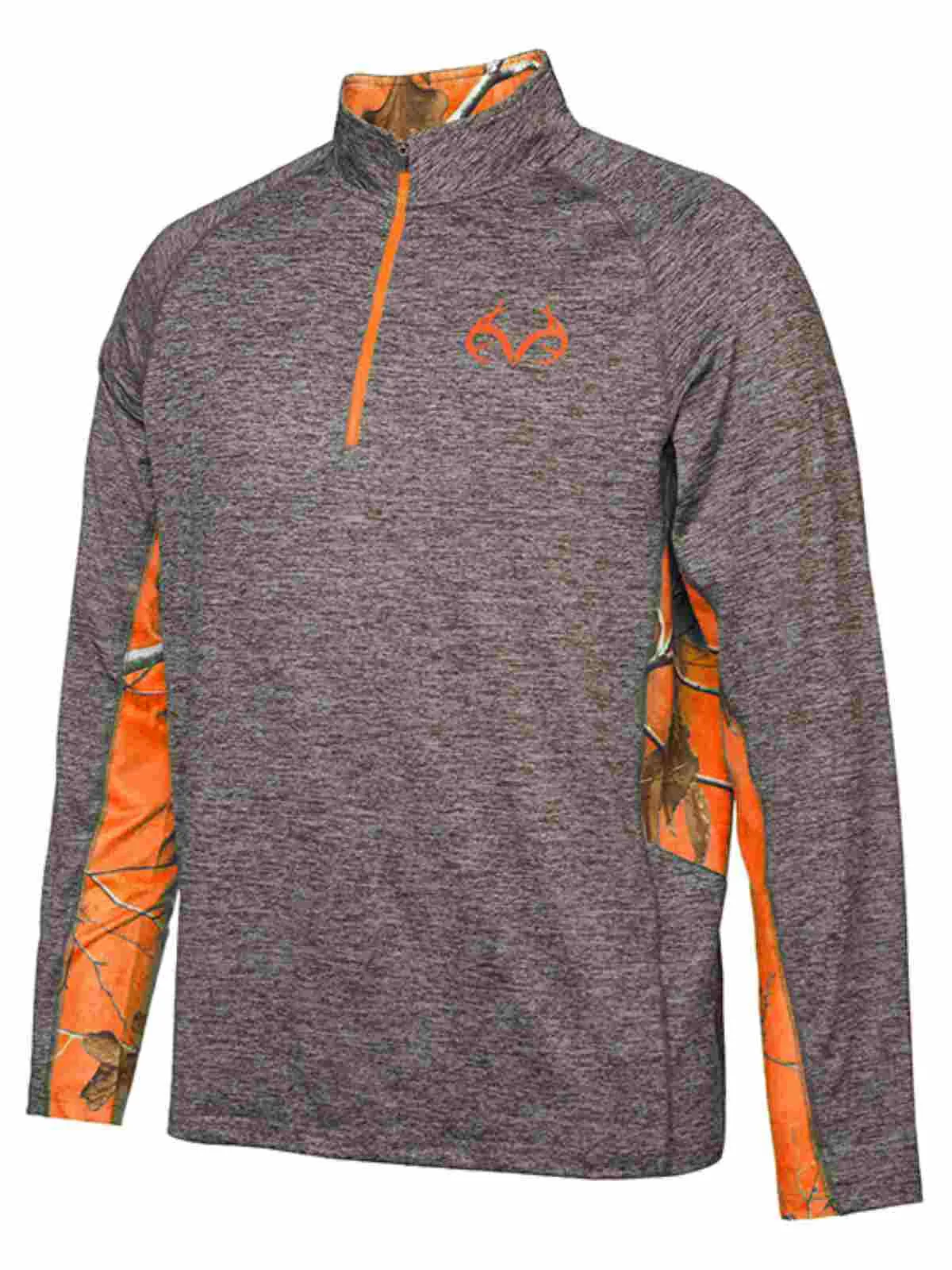 Realtree Camouflage Colosseum Gray Orange Light Loose 1/4 Zip Pullover Windshirt