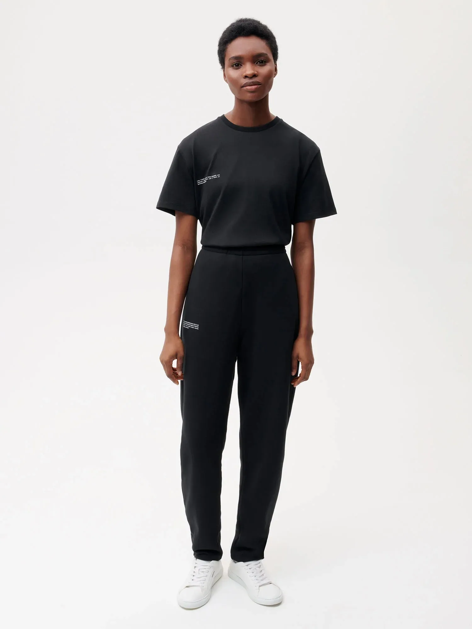 Recycled Cotton Tapered Track Pants—black