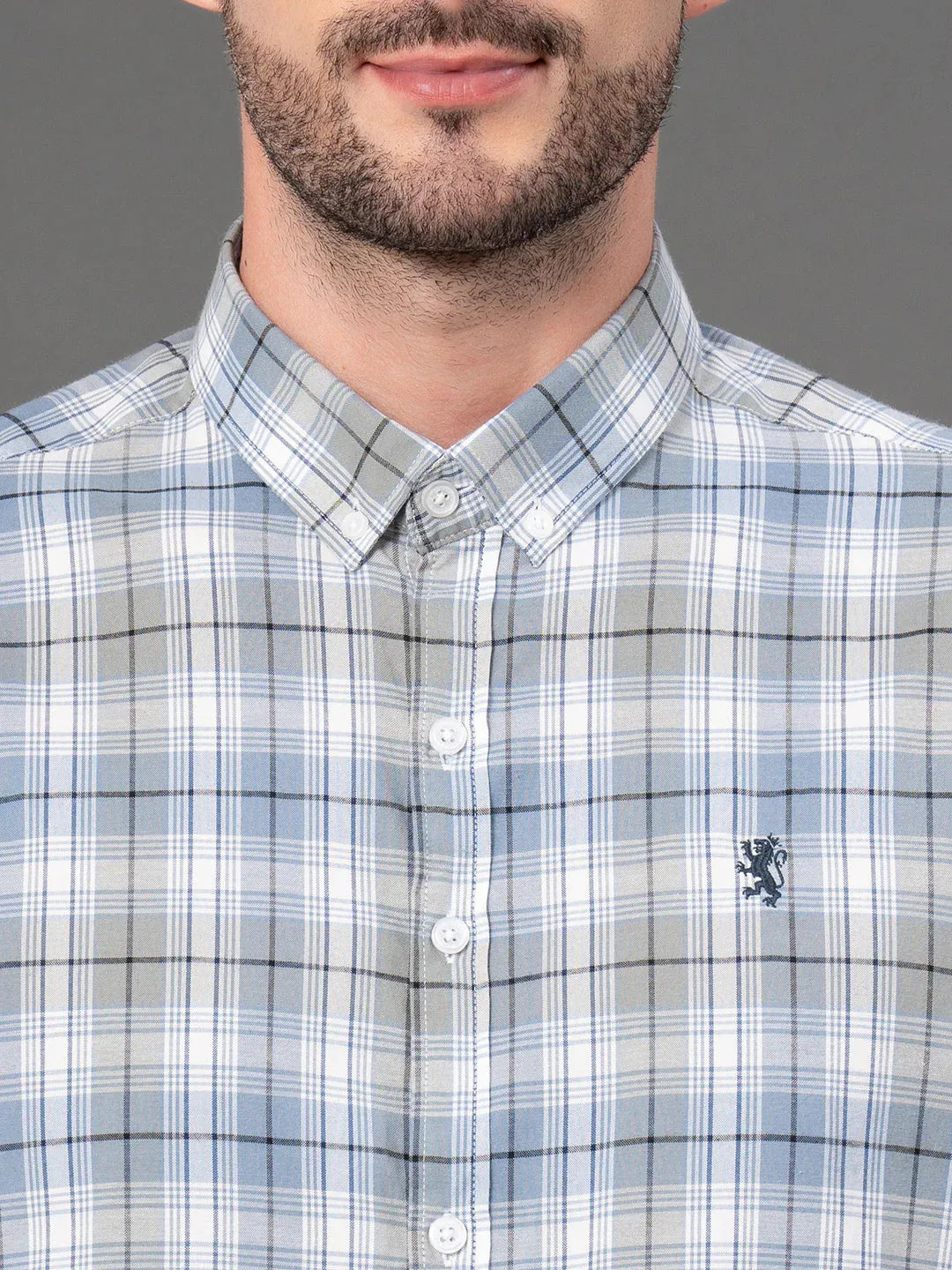 RedTape Blue Checked Shirt for Men | Classic & Versatile