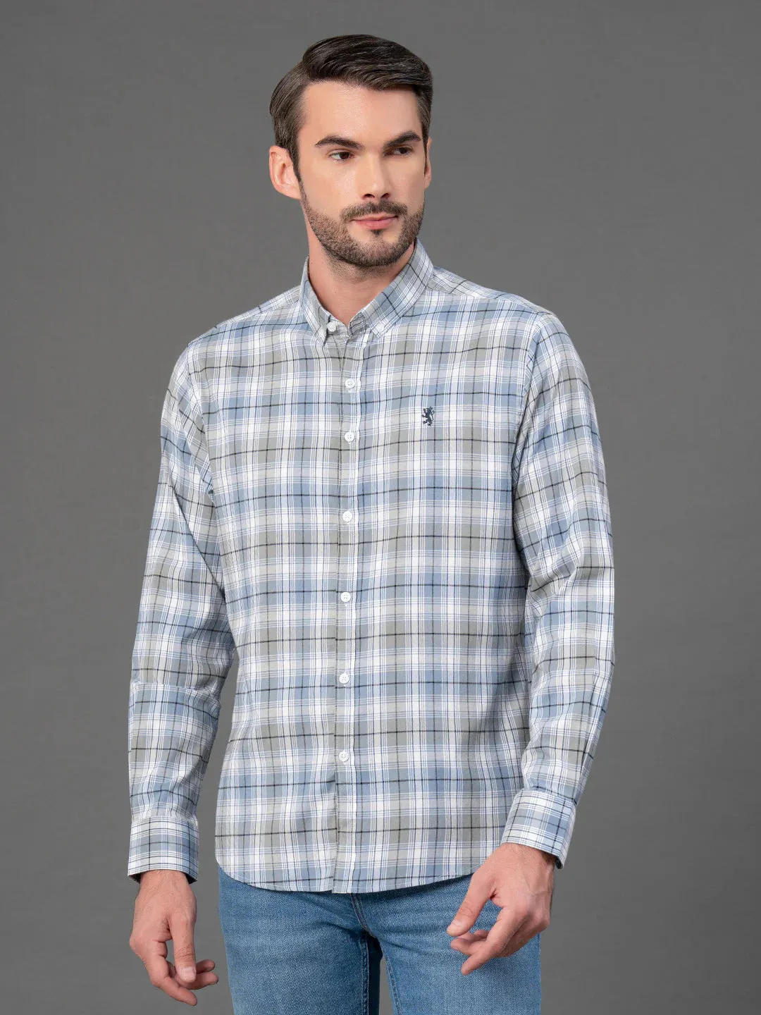 RedTape Blue Checked Shirt for Men | Classic & Versatile