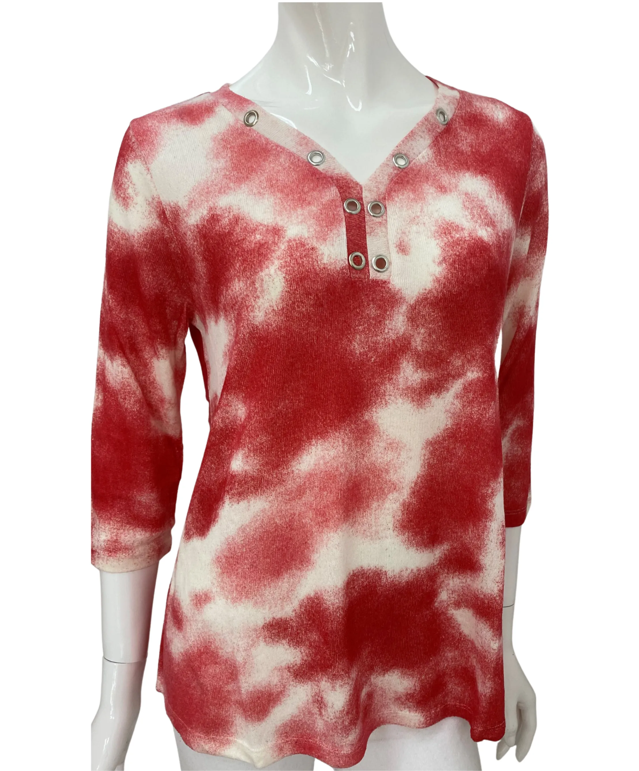 Soft Stretch Tie Dye Grommet Top