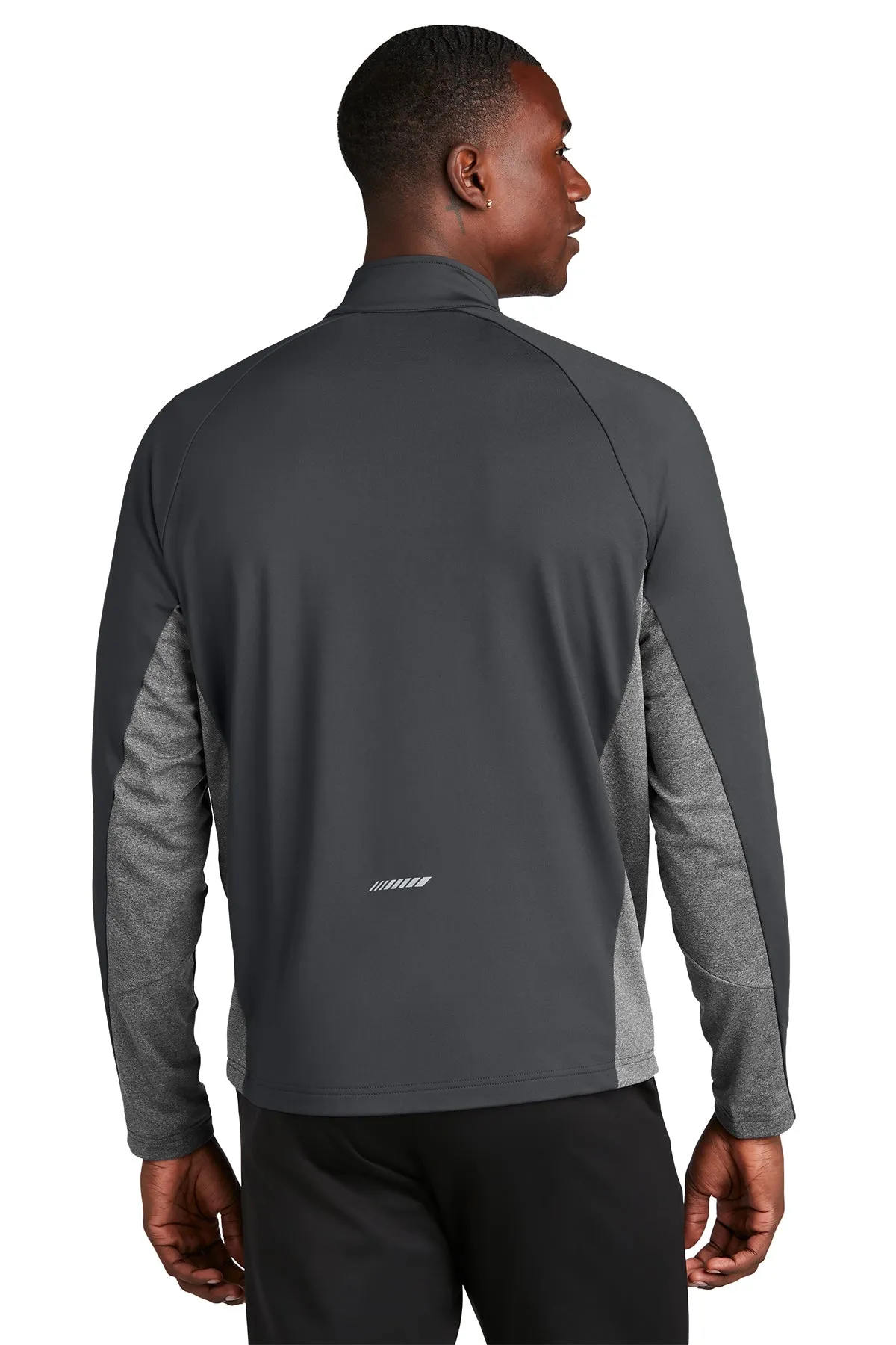 Sport-Tek Sport-Wick Stretch Contrast Customized 1/2-Zip Pullovers, Charcoal Grey/ Charcoal Grey Heather