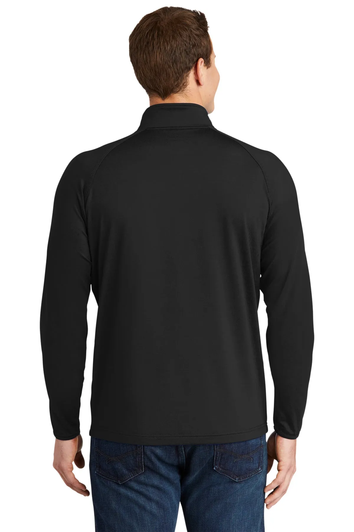 Sport-Tek Tall Sport-Wick Stretch Customized 1/2-Zip Pullovers, Black