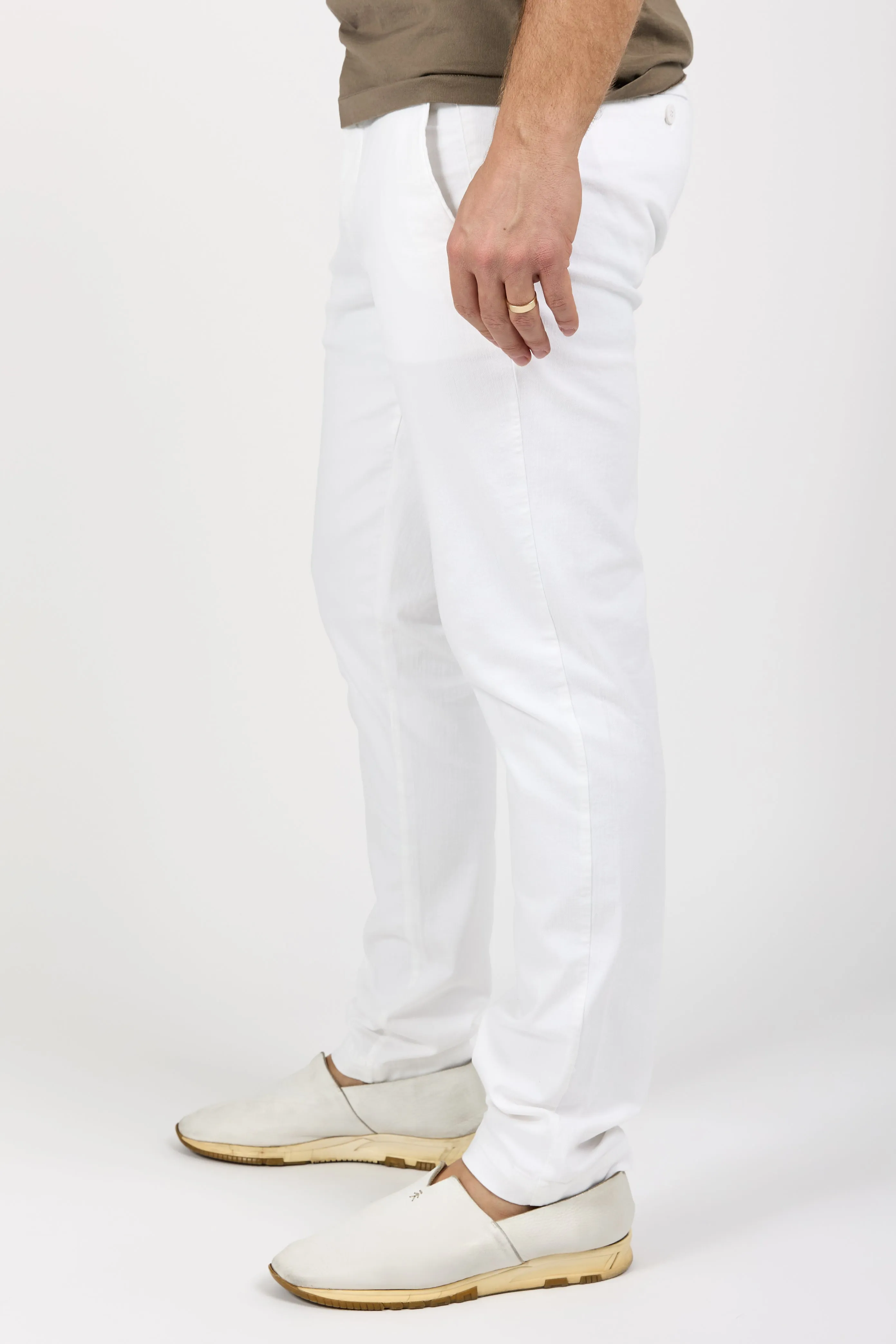 Stretch Cotton Chino Pant in Optical White