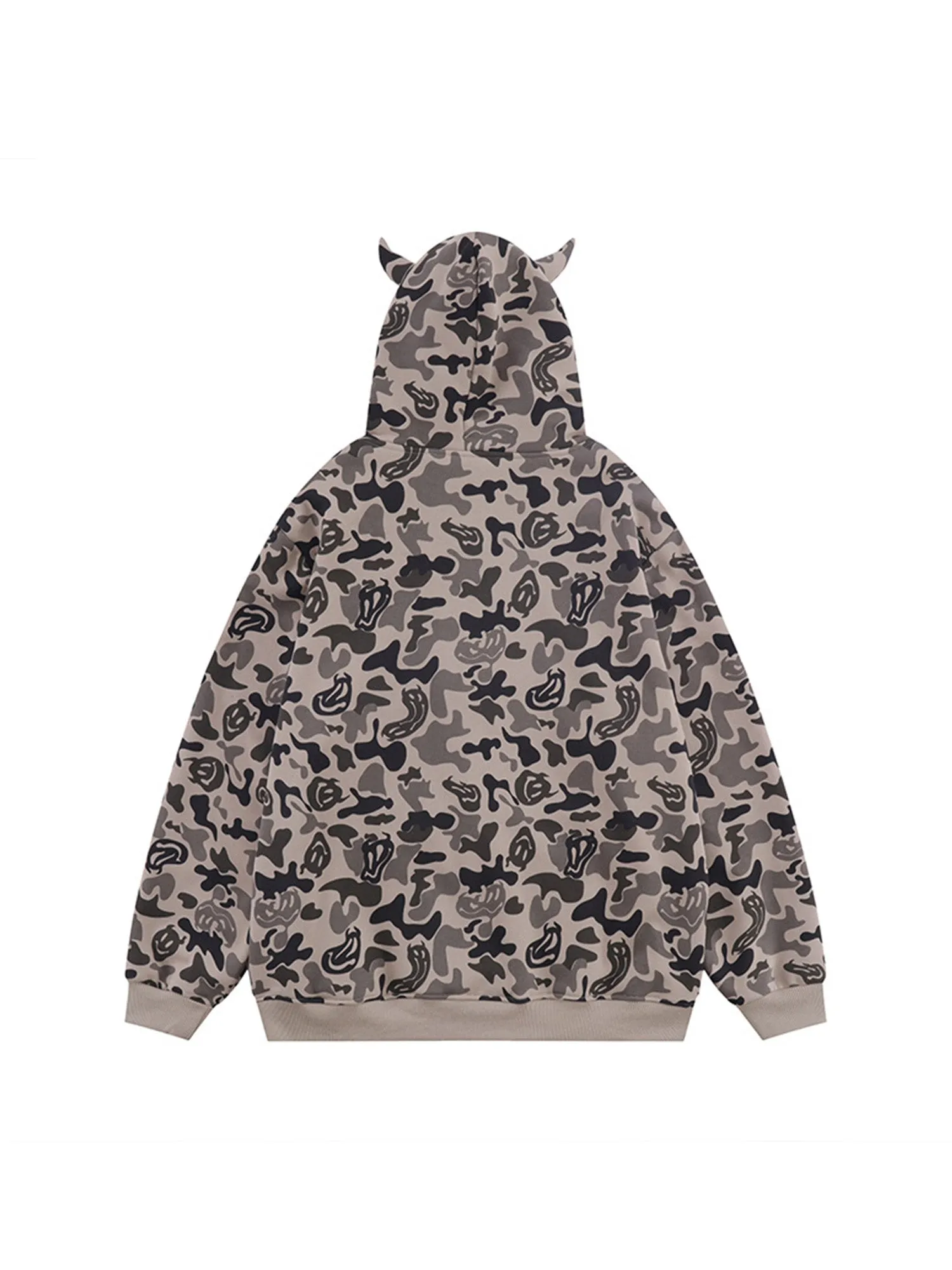 Thesupermade Camouflage Zip-up Hooded Cardigan Jacket