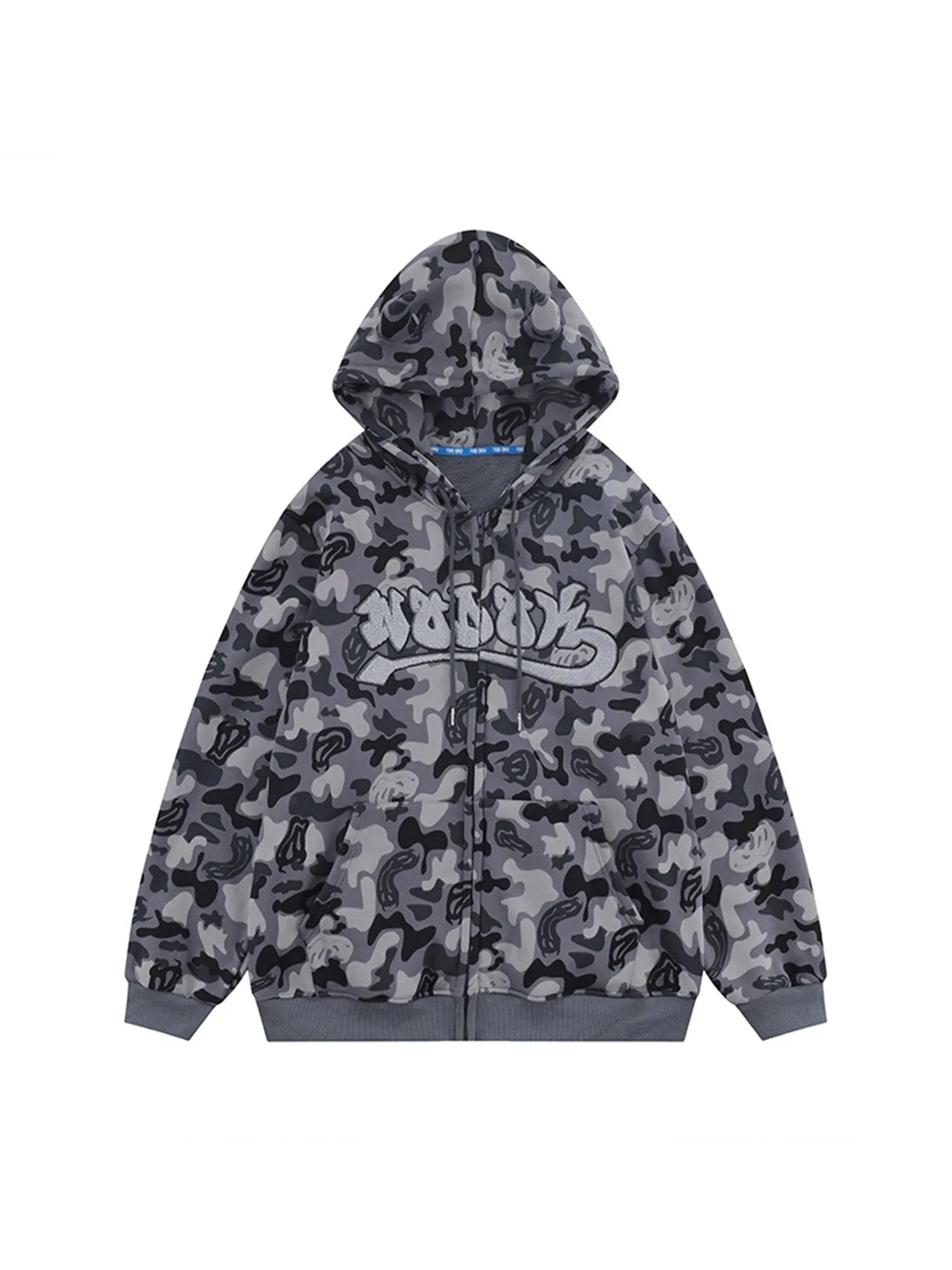 Thesupermade Camouflage Zip-up Hooded Cardigan Jacket