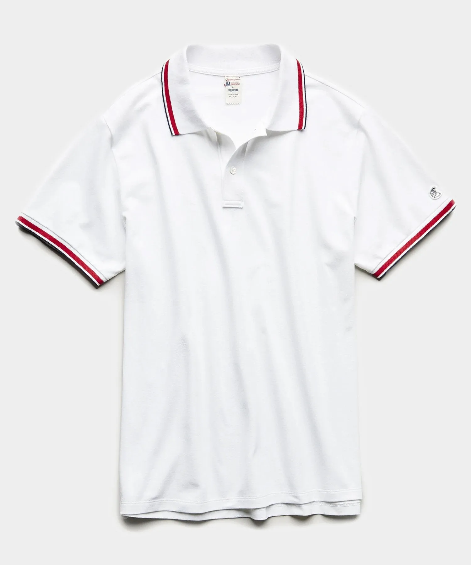 Tipped Pique Polo in White