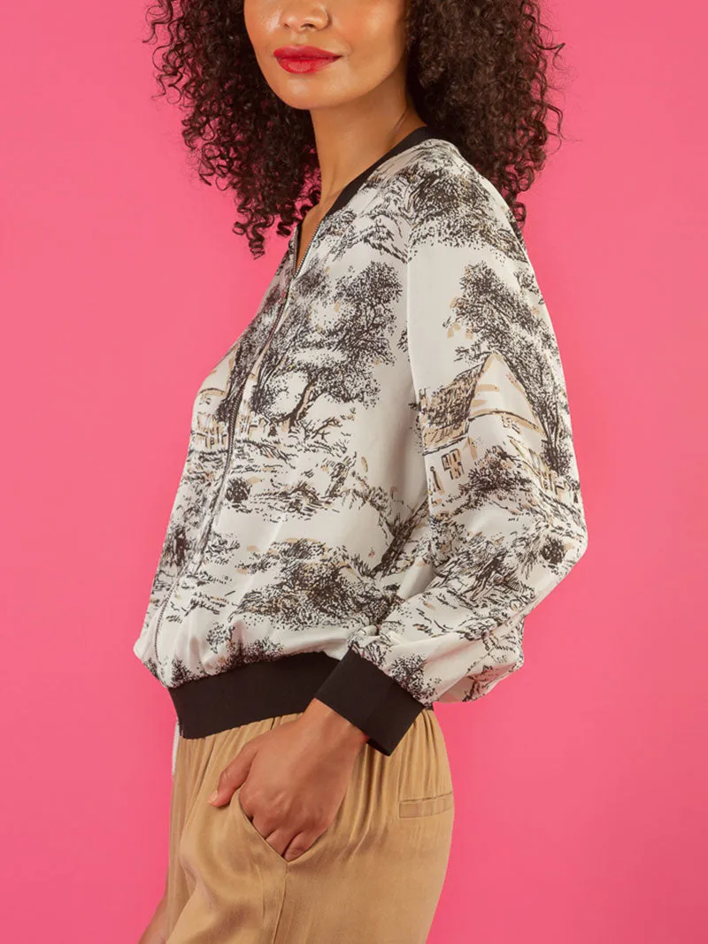 Tree Print Bomber Jacket