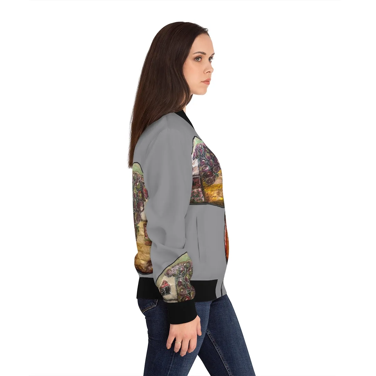 Women's Bomber Jacket (AOP) GRAPE COTTAGE