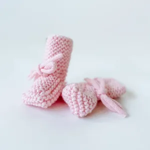 Wool Knit Baby Booties - Pink